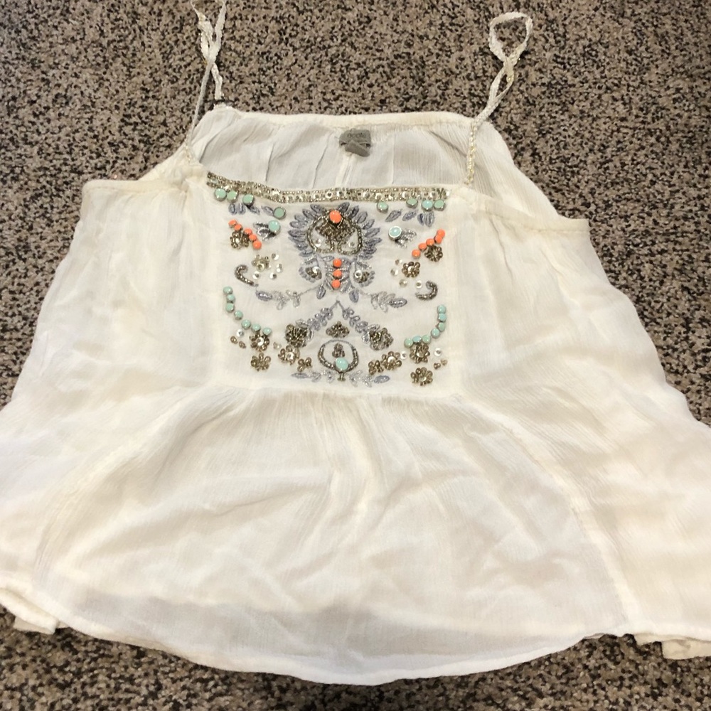 White beaded tank top